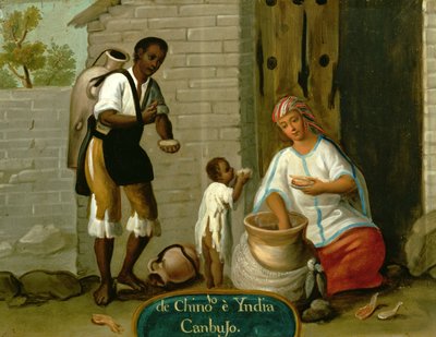 A Chinese Man and his American Indian Wife by Mexican School